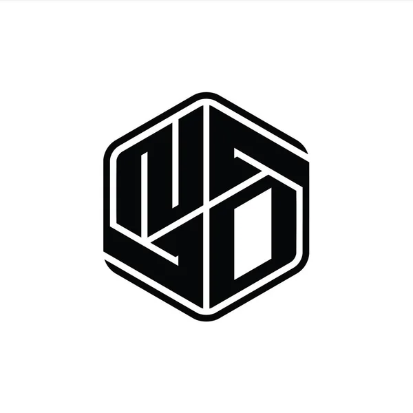 Nd文字ロゴモノグラム六角形形装飾抽象的な独立したアウトラインデザインテンプレート — ストック写真