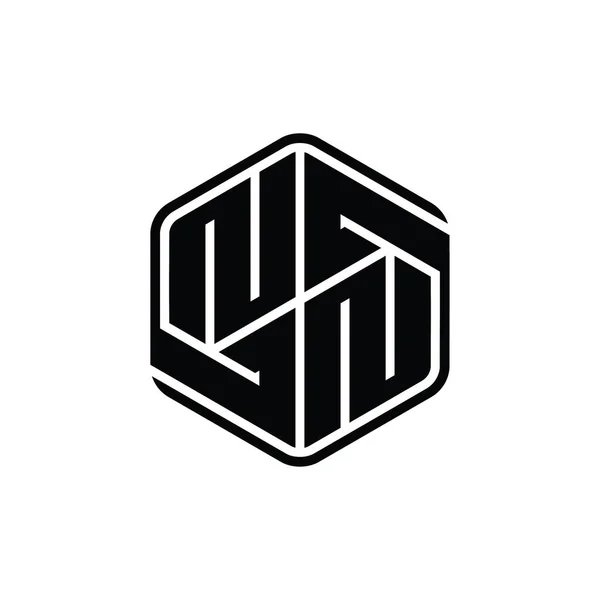 Nnレターロゴモノグラム六角形装飾抽象的な独立したアウトラインデザインテンプレート — ストック写真