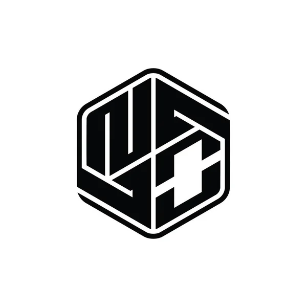 Carta Logo Monograma Hexágono Forma Con Ornamento Abstracto Esquema Aislado —  Fotos de Stock