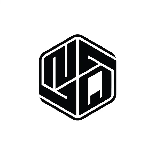 Nqレターロゴモノグラム六角形の装飾抽象的な独立したアウトラインデザインテンプレート — ストック写真