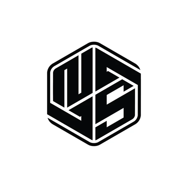 Letter Logo Monogram Hexagon Shape Ornament Abstract Isolated Outline Design — Stock Photo, Image