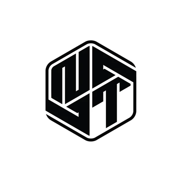 Letter Logo Monogram Bentuk Heksagon Dengan Ornamen Abstrak Terisolasi Kerangka — Stok Foto