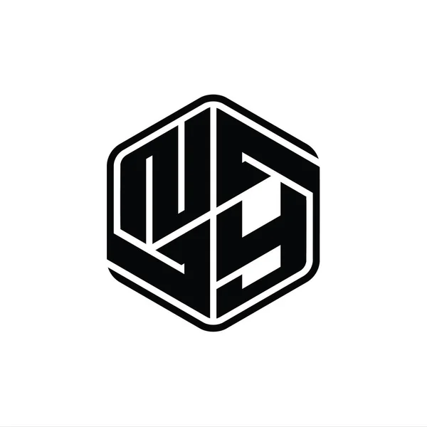 New York Harfi Logo Monogram Altıgen Şekli Ile Soyut Izole — Stok fotoğraf