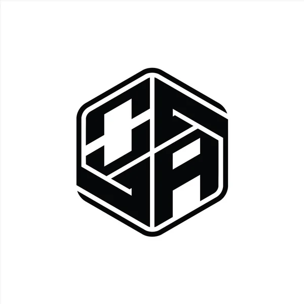 Bentuk Monxagon Logo Letter Logo Dengan Ornamen Templat Desain Yang — Stok Foto
