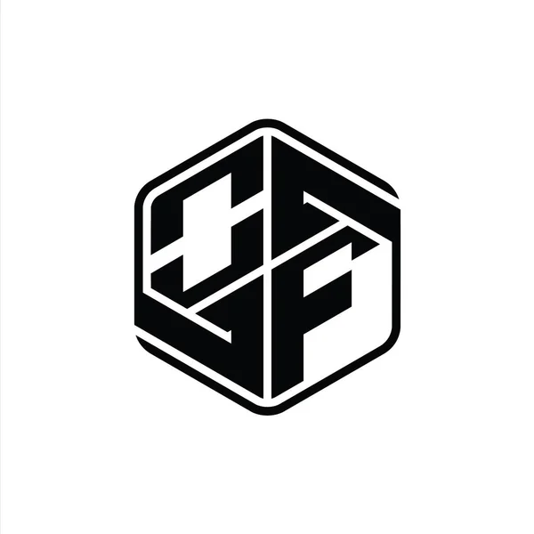 Buchstabe Logo Monogramm Sechseck Form Mit Ornament Abstrakte Isolierte Umrisse — Stockfoto