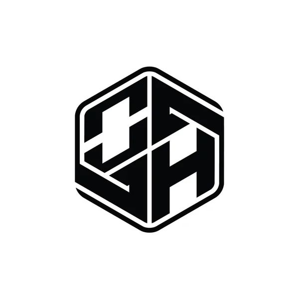 オ文字ロゴモノグラム六角形形装飾抽象的な独立したアウトラインデザインテンプレート — ストック写真