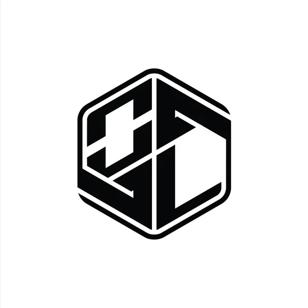 Логотип Логограмма Шестиугольник Формы Орнаментом Абстрактный Изолированный Дизайн Контура Шаблона — стоковое фото