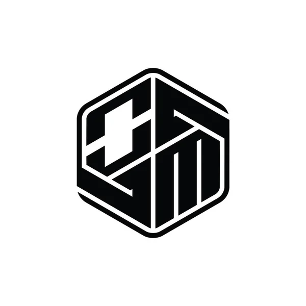 Letter Logo Monogram Zeshoekige Vorm Met Ornament Abstract Geïsoleerd Ontwerp — Stockfoto