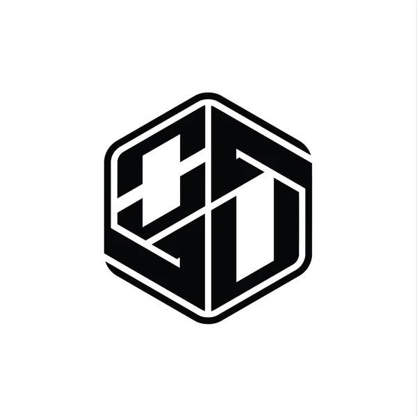 Монограмма Логотипа Шестиугольником Орнаментом Абстрактный Изолированный Шаблон Очертания — стоковое фото