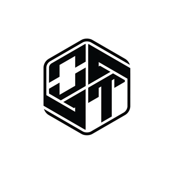 List Logo Monogram Sześciokątny Kształt Ozdobą Abstrakcyjny Odizolowany Szkic Szablon — Zdjęcie stockowe