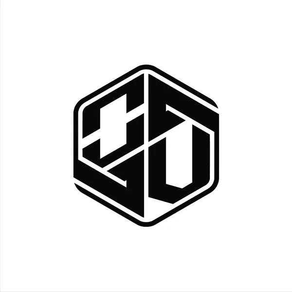 Логотип Letter Monogram Hexagon Shape Ornament Abstract Isolated Outline Design — стоковое фото