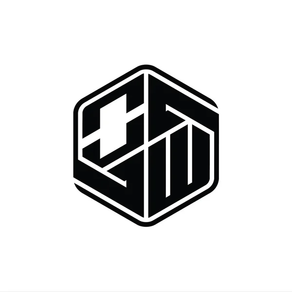 Carta Logo Monograma Forma Hexágono Com Ornamento Abstrato Modelo Design — Fotografia de Stock