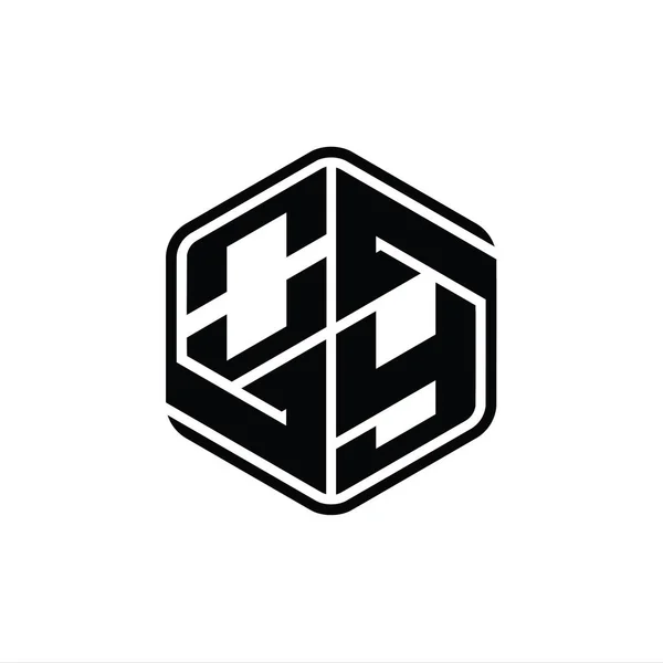 Letter Logo Monogram Hexagon Shape Ornament Isolated Outline Design Template — 스톡 사진