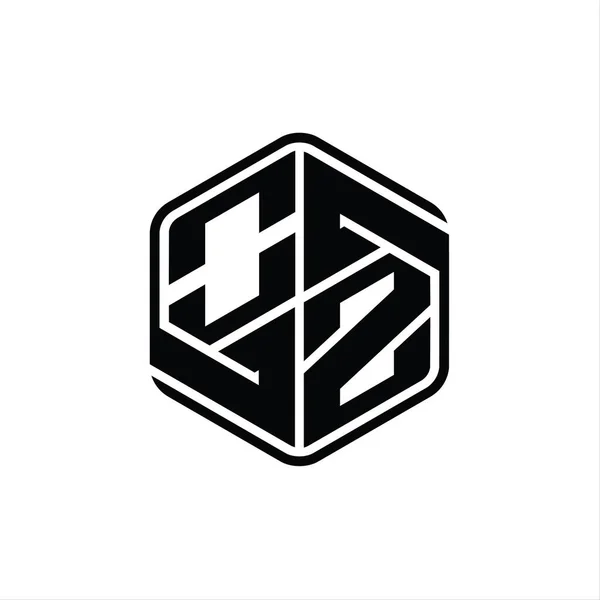 List Logo Monogram Sześciokątny Kształt Ozdobą Abstrakcyjny Odizolowany Zarys Szablon — Zdjęcie stockowe