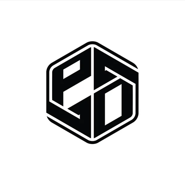 Carta Logo Monograma Hexágono Forma Con Ornamento Abstracto Plantilla Diseño —  Fotos de Stock