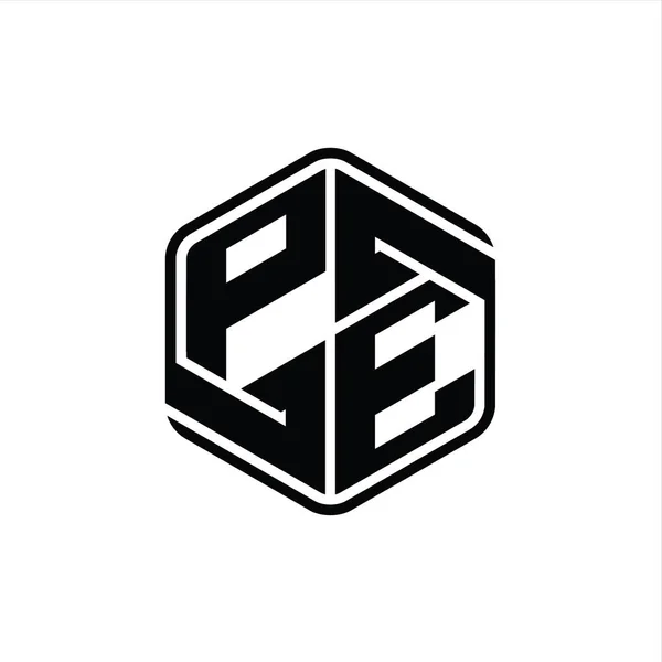 Lettera Logo Monogramma Forma Esagonale Con Ornamento Astratto Modello Progettazione — Foto Stock