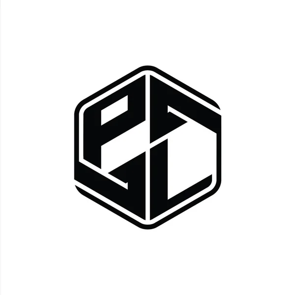 Levél Logo Monogram Hatszög Alakú Díszítés Absztrakt Elszigetelt Vázlat Tervezési — Stock Fotó