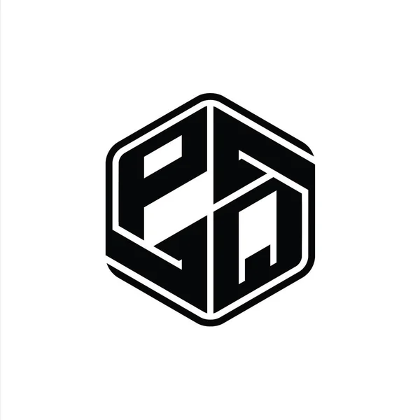 Форма Шестиугольника Логограммой Буквы Абстрактным Абстрактным Рисунком Контура — стоковое фото