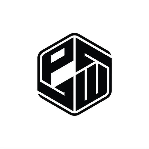 List Logo Monogram Sześciokątny Kształt Ozdobą Abstrakcyjny Odizolowany Szkic Szablon — Zdjęcie stockowe
