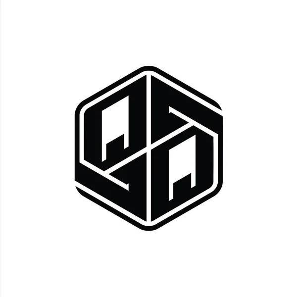 Carta Logo Monograma Hexágono Forma Com Ornamento Abstrato Modelo Design — Fotografia de Stock