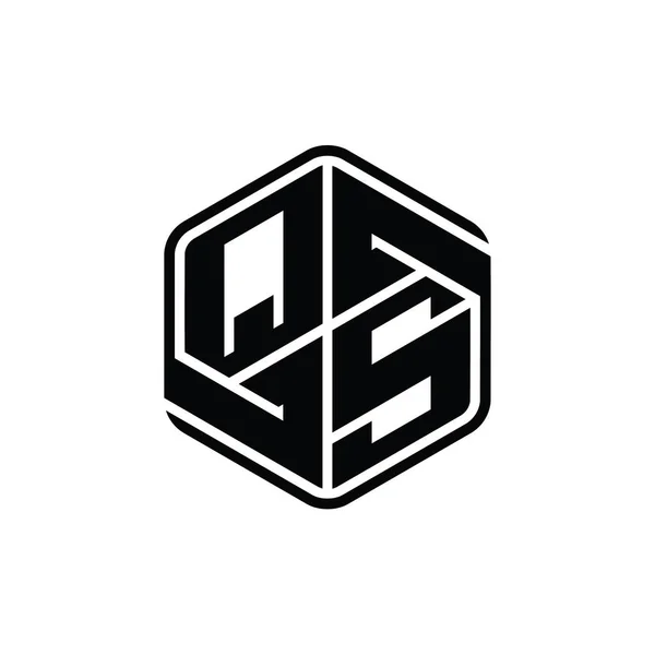 Qsレターロゴモノグラム六角形形装飾抽象的な独立したアウトラインデザインテンプレート — ストック写真