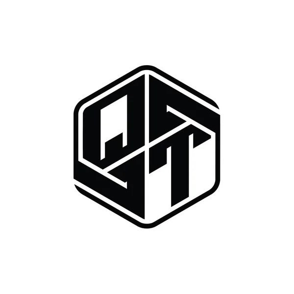 Qtレターロゴモノグラム六角形装飾抽象的な独立したアウトラインデザインテンプレート — ストック写真