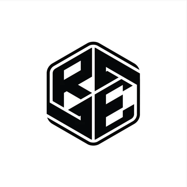 Letter Logo Monogram Hexagon Shape Ornamental Isolated Outline Design Template — 스톡 사진