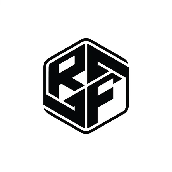 Letter Logo Monogram Šestiúhelník Tvar Ornamentem Abstraktní Izolované Obrys Design — Stock fotografie