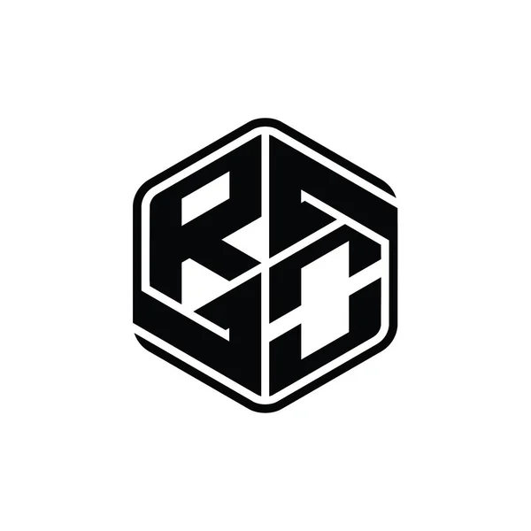 Ro手紙ロゴモノグラム六角形の装飾抽象的な独立したアウトラインデザインテンプレート — ストック写真