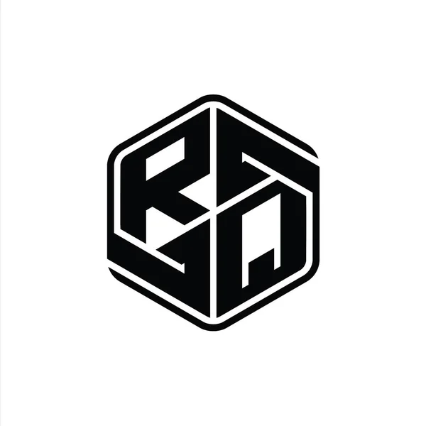 Логотип Монограммы Шестиугольник Орнаментом Абстрактный Изолированный Дизайн Контура Шаблона — стоковое фото