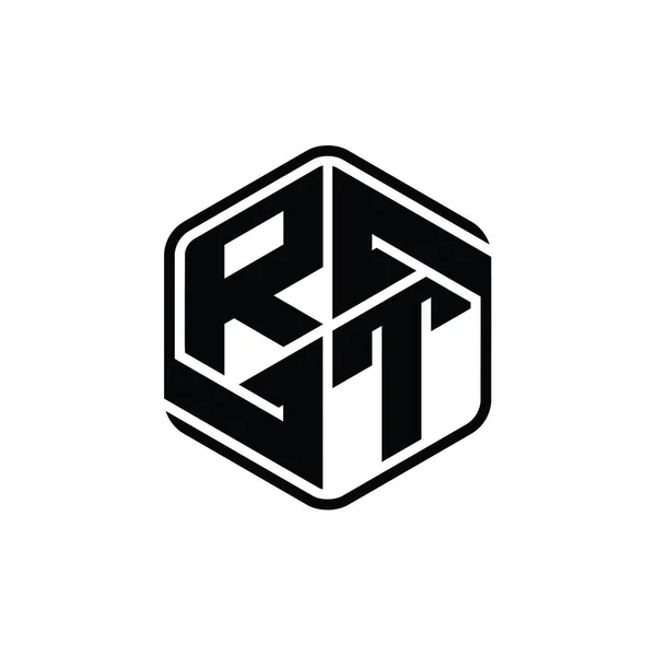 Lettera Logo Monogramma Forma Esagonale Con Ornamento Astratto Contorno Isolato — Foto Stock