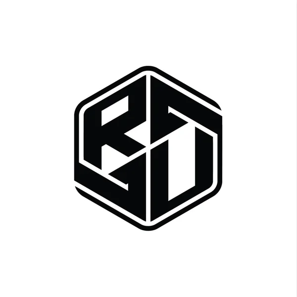 Písmeno Logo Monogram Šestiúhelník Tvar Ornamentem Abstraktní Izolované Obrys Design — Stock fotografie