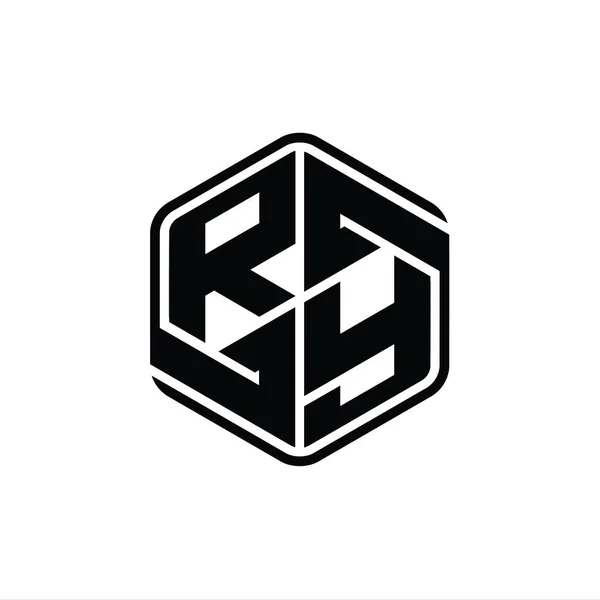 Letter Logo Monogram Hexagon Shape Ornaments Isolated Outline Design Template — 스톡 사진
