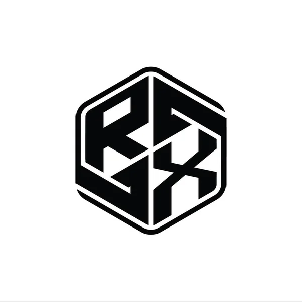 Rx文字ロゴモノグラム六角形の装飾抽象的な独立したアウトラインデザインテンプレート — ストック写真