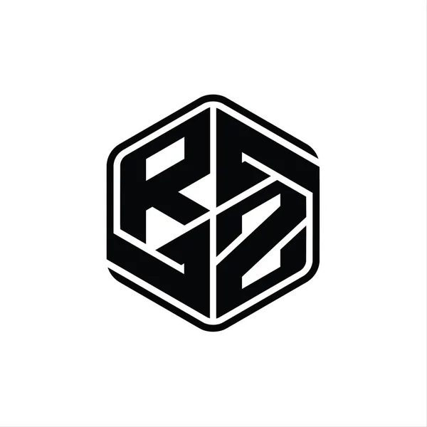 Letter Logo Monogram 六角形の形と装飾抽象的なアウトラインデザインテンプレート — ストック写真