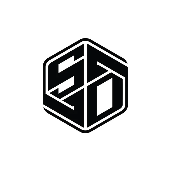 Sdレターロゴモノグラム六角形形装飾抽象的な独立したアウトラインデザインテンプレート — ストック写真