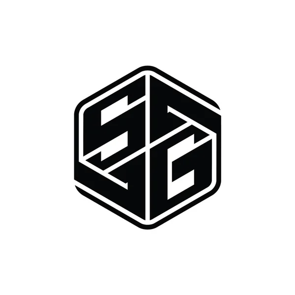 Letter Logo Bentuk Monogram Heksagon Dengan Ornamen Abstrak Terisolasi Garis — Stok Foto