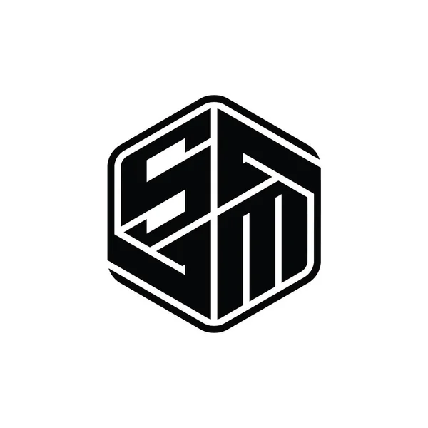 List Logo Monogram Sześciokątny Kształt Ornament Abstrakcyjny Odizolowany Zarys Szablon — Zdjęcie stockowe