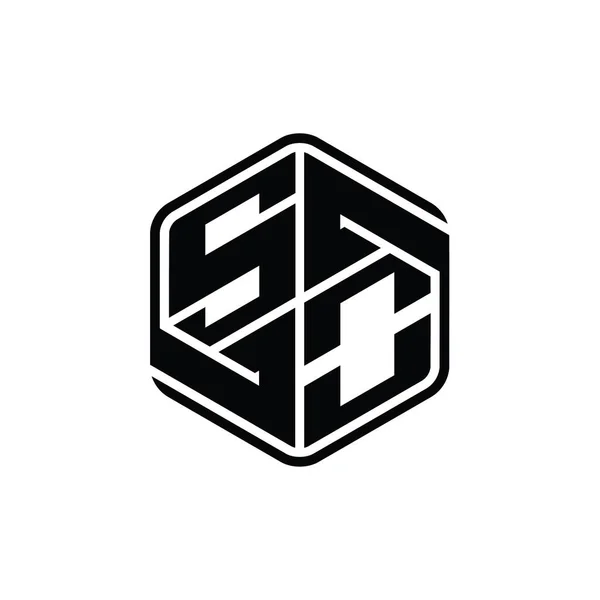 Буква Логотипа Шестиугольник Формы Орнаментом Абстрактный Изолированный Дизайн Контура Шаблона — стоковое фото