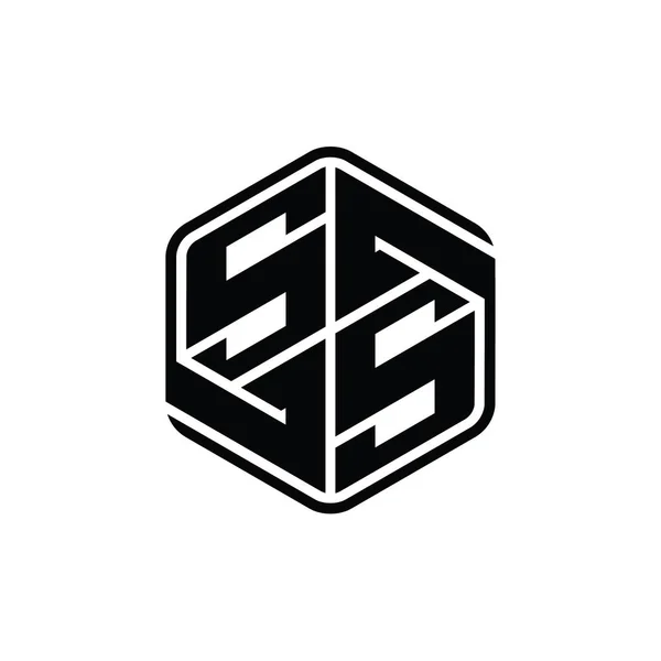Ssレターロゴモノグラム六角形型装飾抽象的なアウトラインデザインテンプレート — ストック写真
