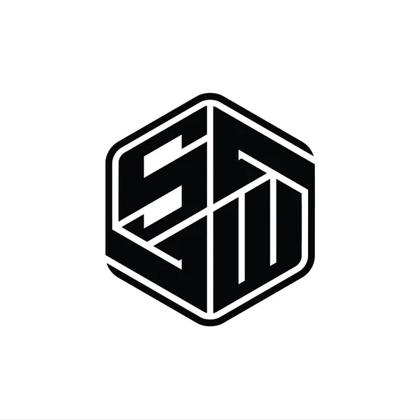 Буква Логотипа Шестиугольник Формы Орнаментом Абстрактный Изолированный Дизайн Контура Шаблона — стоковое фото