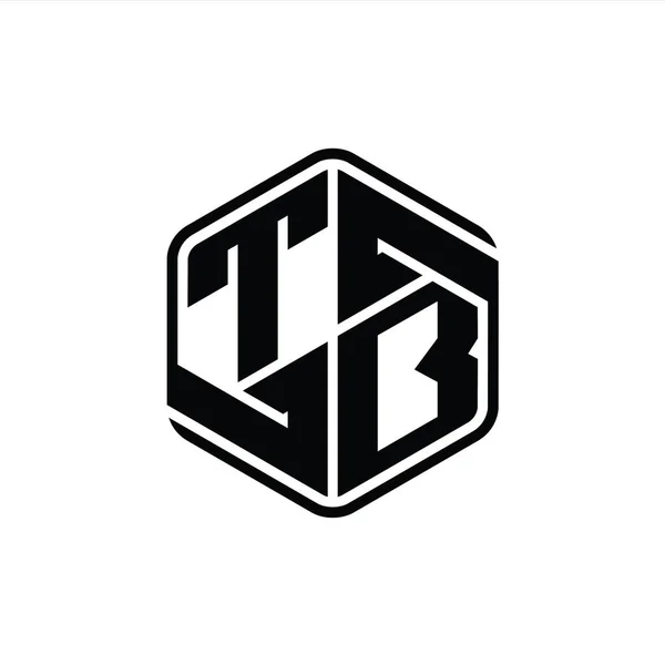 Tb字母标识六边形与装饰抽象隔离轮廓设计模板 — 图库照片