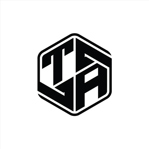 Letter Logo Monogram Zeshoek Vorm Met Ornament Abstracte Geïsoleerde Schets — Stockfoto