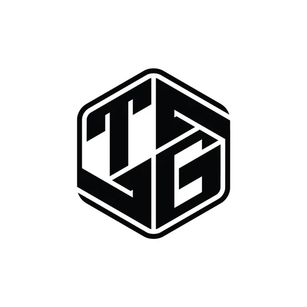 Levél Logo Monogram Hatszög Alakú Dísz Absztrakt Elszigetelt Vázlat Tervezési — Stock Fotó