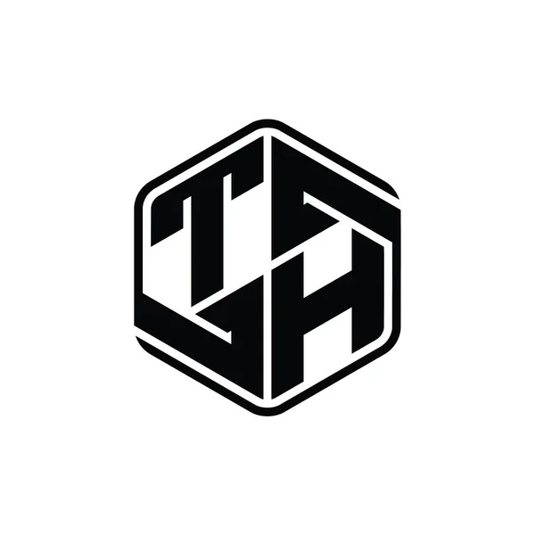 Bokstav Logotyp Monogram Hexagon Form Med Prydnad Abstrakt Isolerad Skiss — Stockfoto