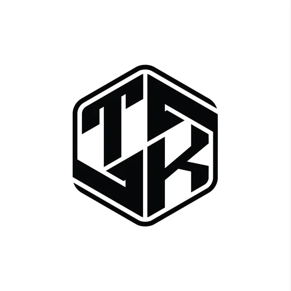 Tkレターロゴモノグラム六角形装飾抽象的なアウトラインデザインテンプレート付き — ストック写真