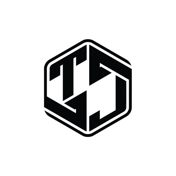 Tjレターロゴモノグラム六角形型装飾抽象的なアウトラインデザインテンプレート — ストック写真