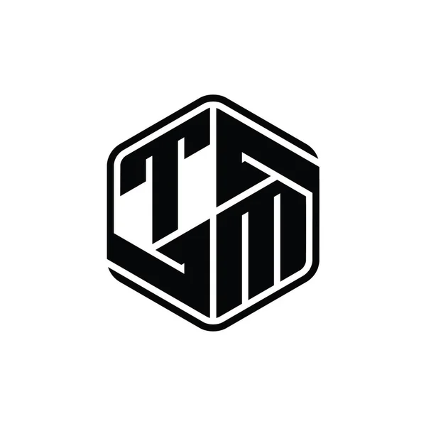 Tm字母标识六边形与装饰抽象隔离轮廓设计模板 — 图库照片