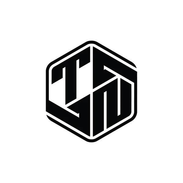 Tnレターロゴモノグラム六角形装飾抽象的な独立したアウトラインデザインテンプレート — ストック写真