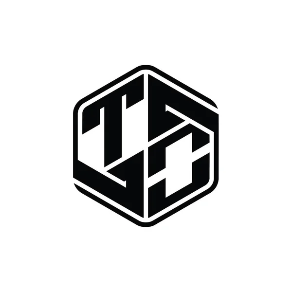 Carta Logo Monograma Hexágono Forma Com Ornamento Abstrato Modelo Design — Fotografia de Stock